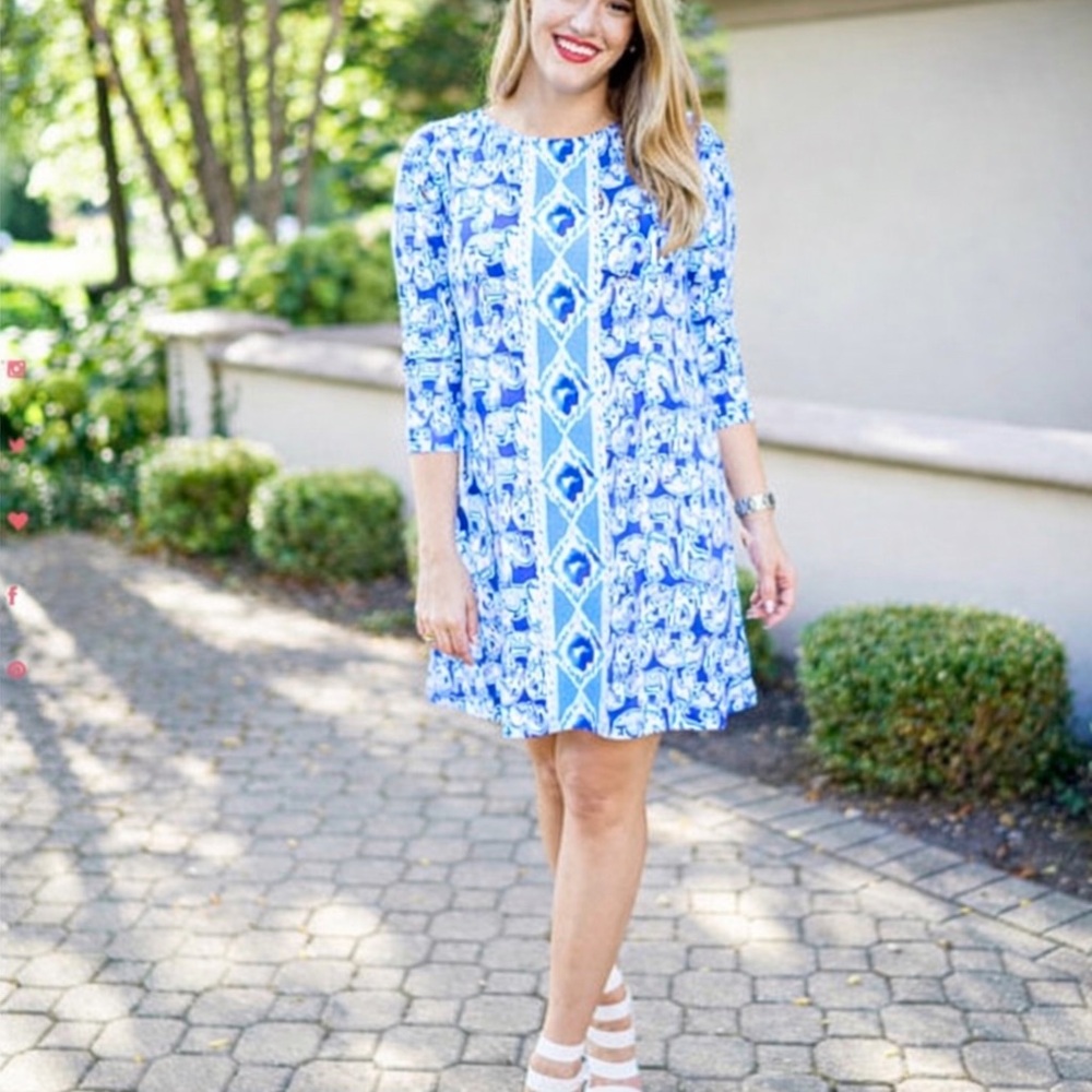 LILLY PULITZER Ophelia Swing Dress Elephant Preppy Summer Beach‎ Nautical M